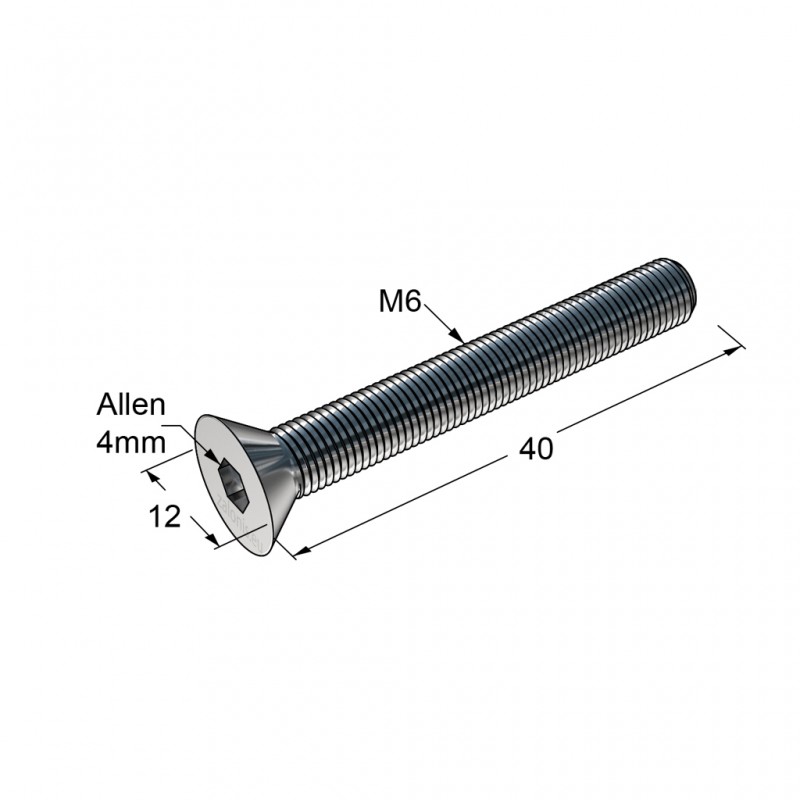 COUNTERSUNK ALLEN  CONNECTION BOLT M6x40 / GALVANIZED